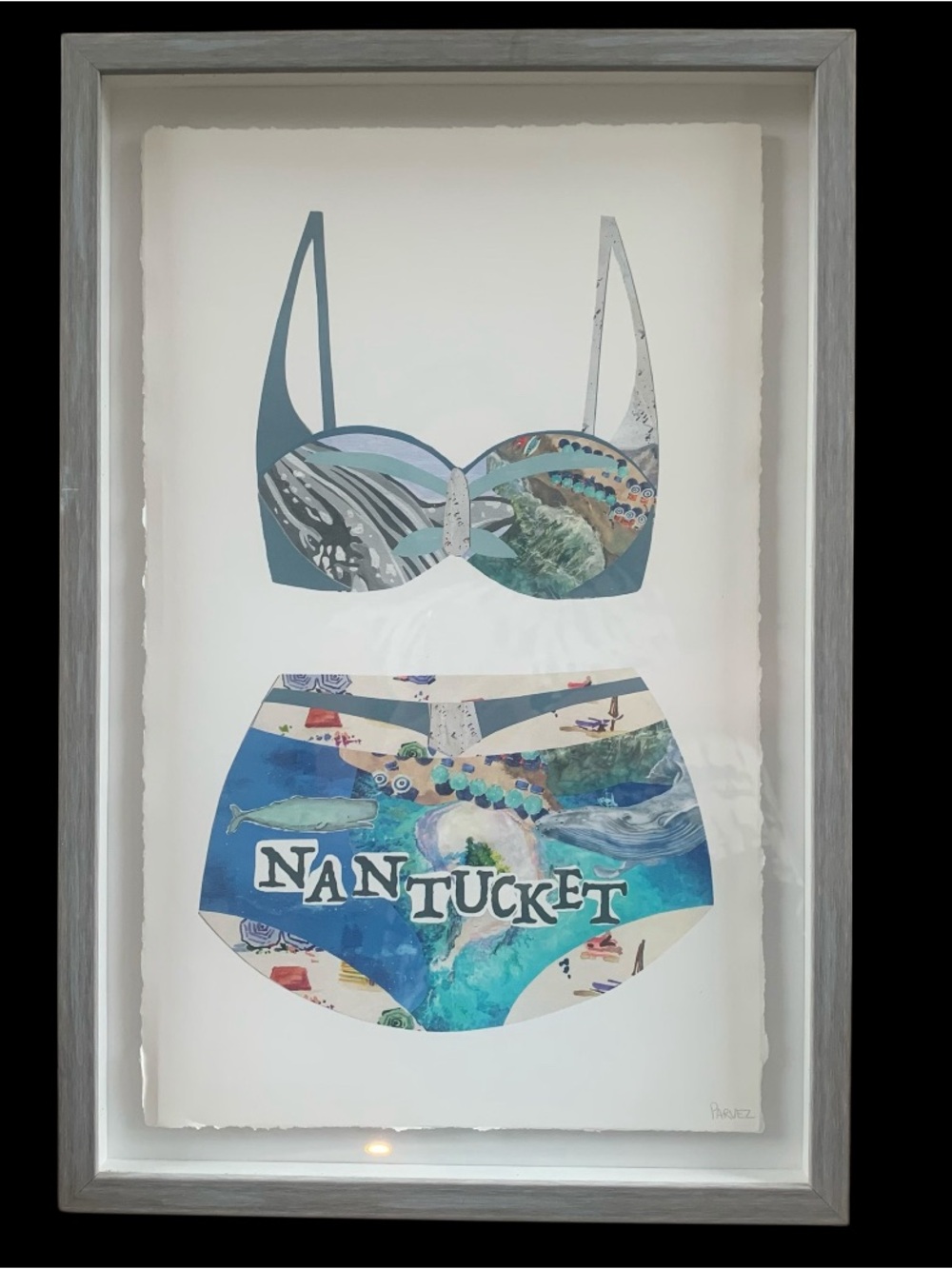 Parvez Taj "You're at the Beach Swimsuit" framed wall art Gray Frame Under Glass - Picture 4 of 6